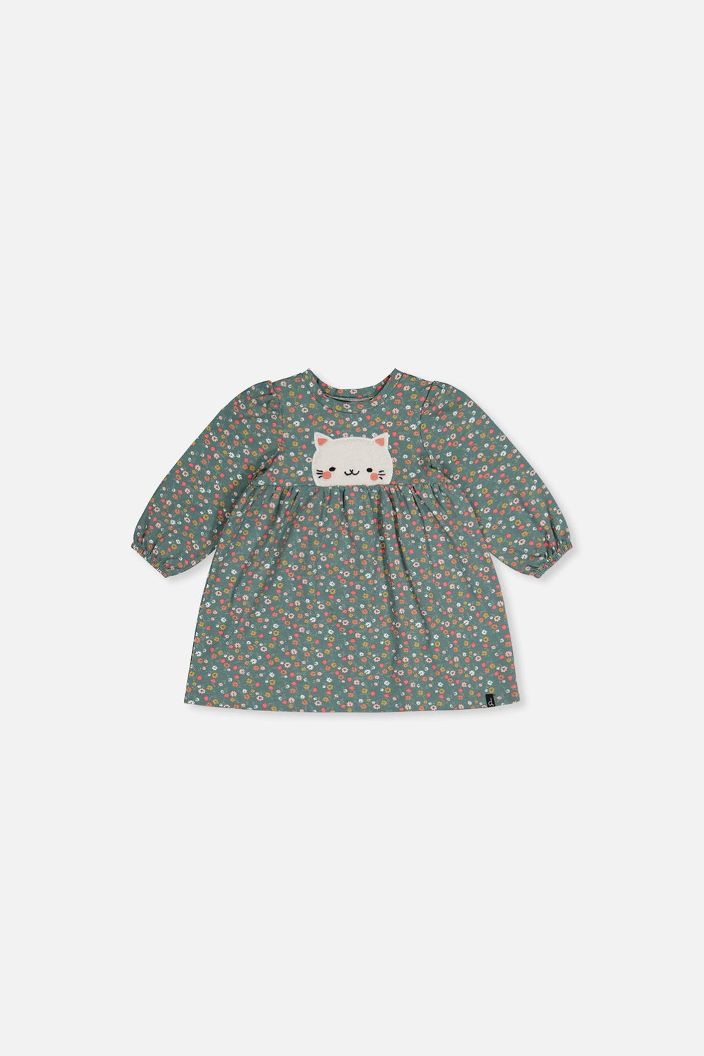 Baby Organic Cotton Printed Dress Green Floral Print