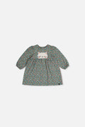 Baby Organic Cotton Printed Dress Green Floral Print
