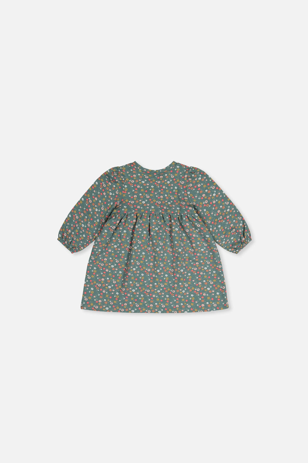Baby Organic Cotton Printed Dress Green Floral Print