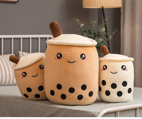 Boba Tea Plush Pillow - Strawberry & Milk Tea