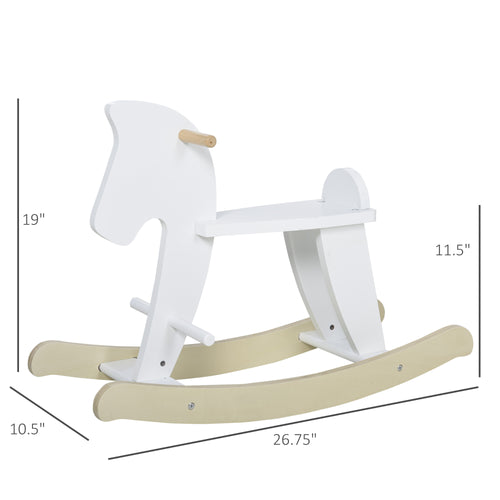 Classic White Wooden Rocking Horse