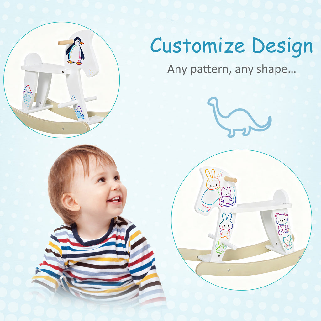 Classic White Wooden Rocking Horse