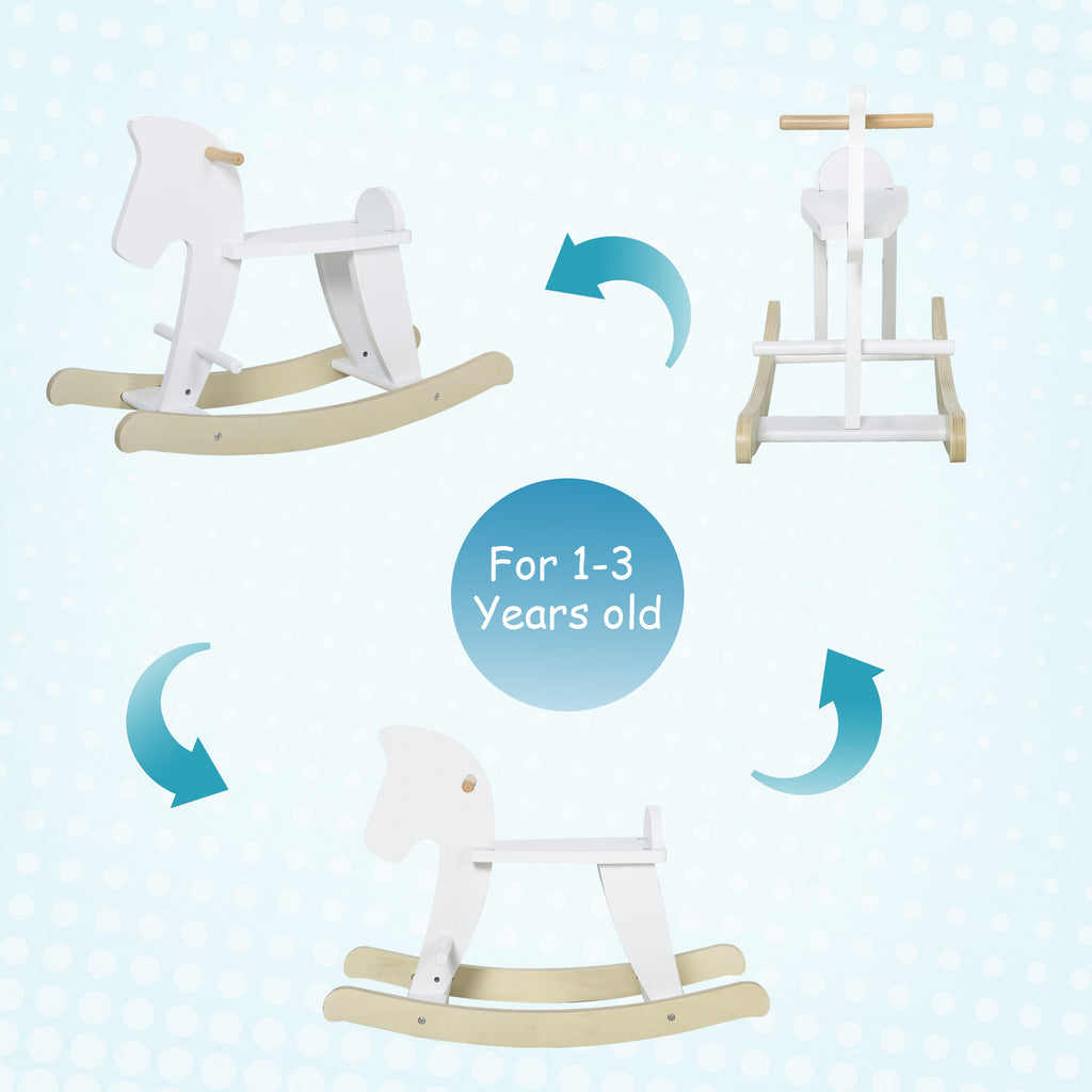 Classic White Wooden Rocking Horse